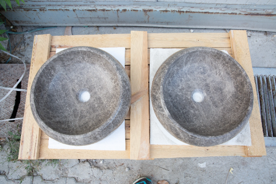 حوض مغسلة من الرخام الطبيعي "إمبيرادور براون" مصقول (قطر) 41 سم (ارتفاع) 16 سم