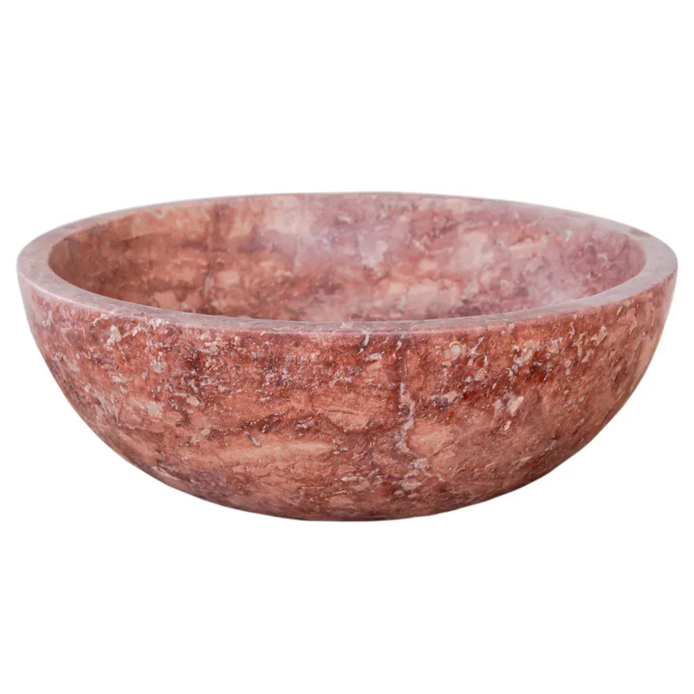 Plateau rond en travertin rouge naturel pour lavabo de salle de bains, finition adoucie/mate (D) 41 cm (H) 16 cm PRÊT À ÊTRE EXPÉDIÉ