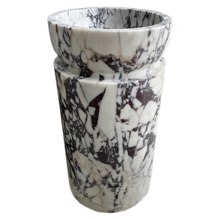 Lavabo independiente con pedestal de diseño en mármol Calacatta Viola (Ancho) 46 cm (Largo) 46 cm (Alto) 84 cm