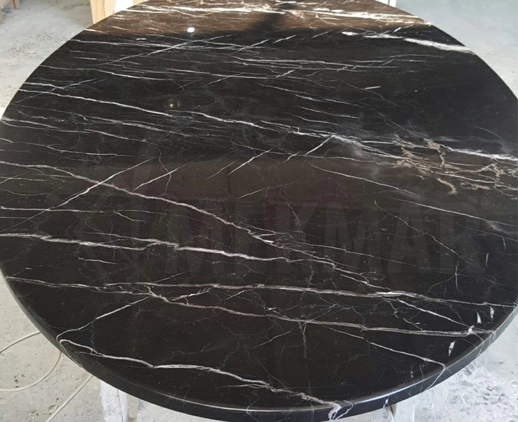 Nero Marquina Marble Round Table Top - 2
