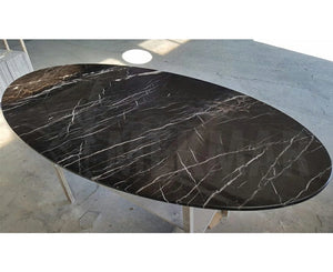 Nero Marquina Marble Ellipse Table Top - 3