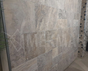 Conjunto de motivos en travertino gris plateado - 9