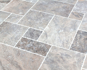 Conjunto de motivos gris plateado en travertino - 10