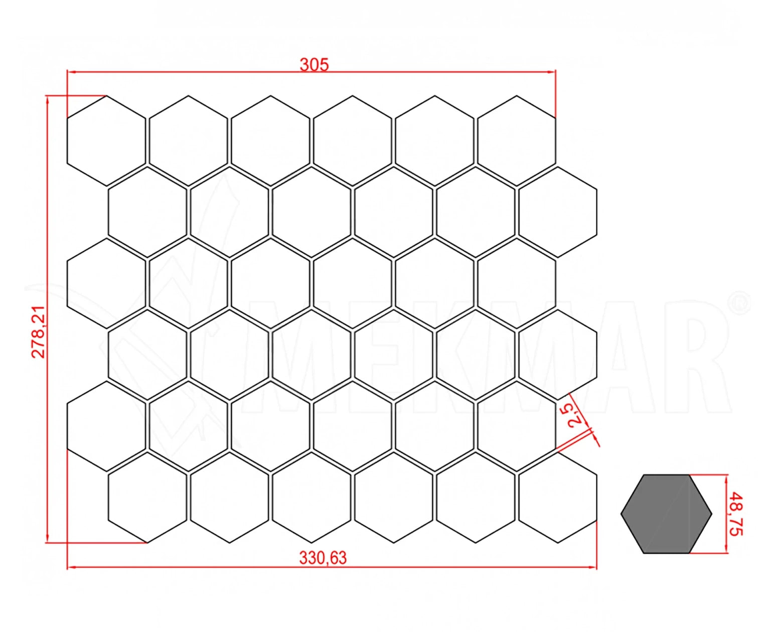 Marble Mosaic MP-W-HHX44 - 2