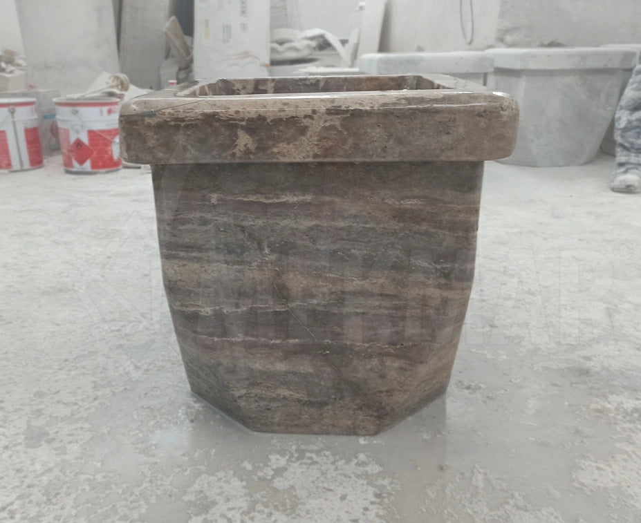 Silver Travertine Flowerpot - 2