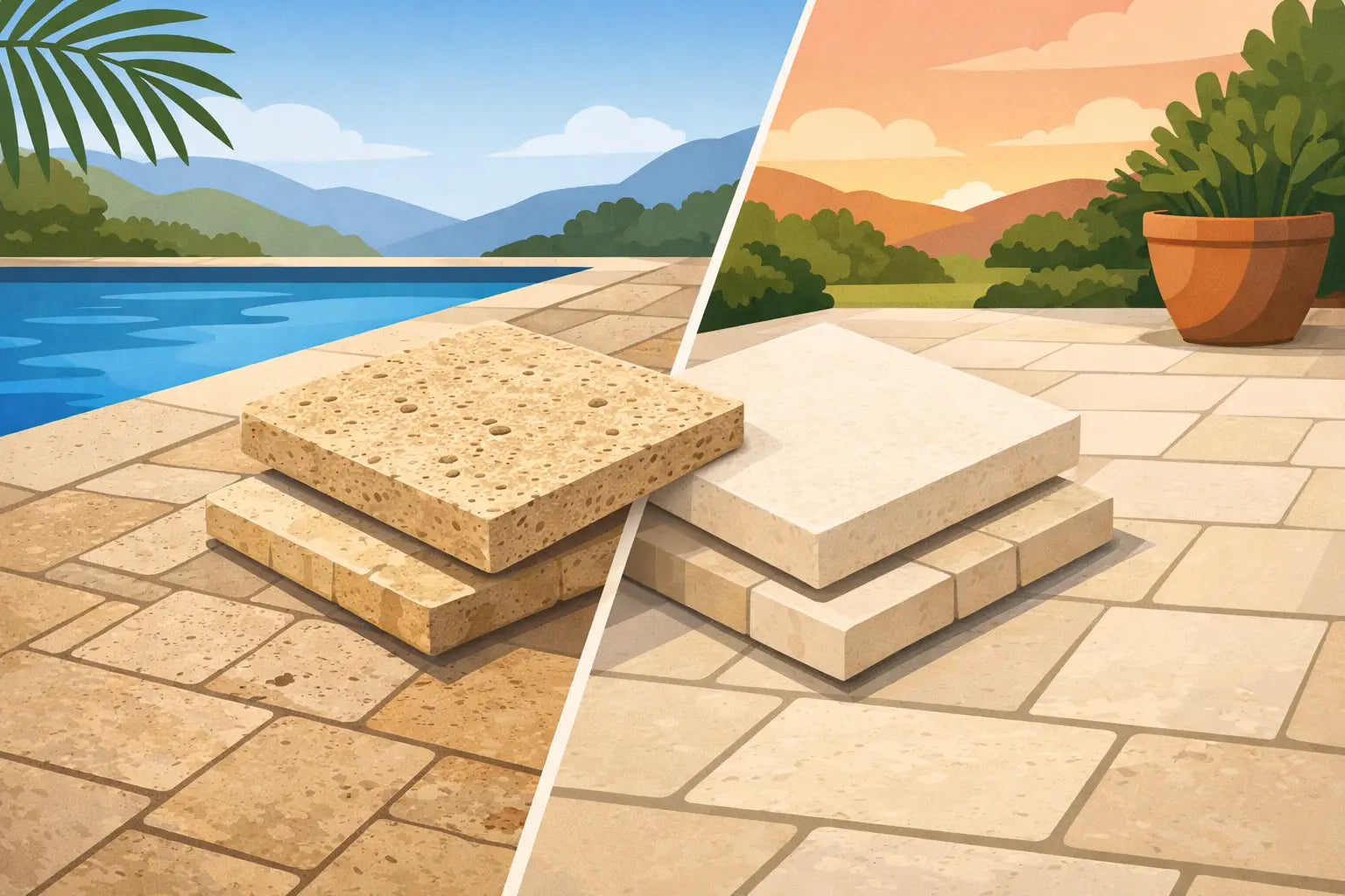 Travertine vs Limestone Pavers