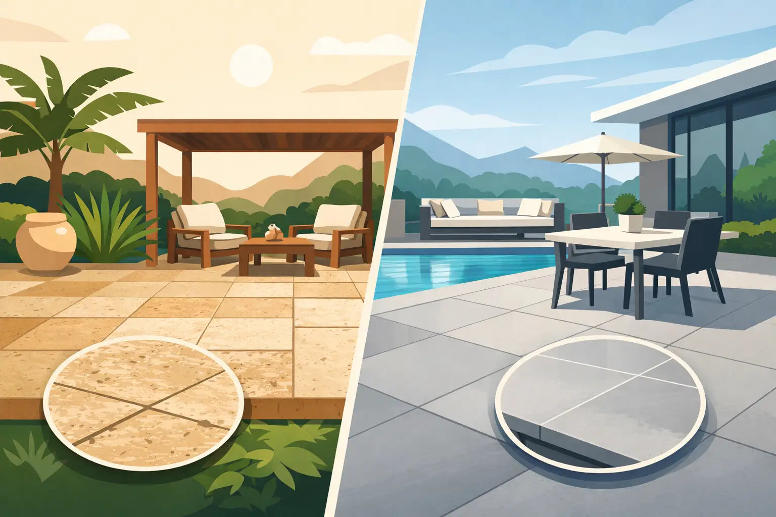 Travertine vs Porcelain Patio: Which Fits?
