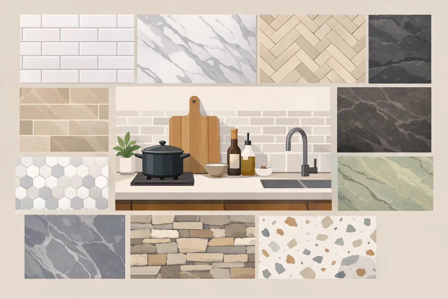 8 Top Kitchen Stone Backsplash Options