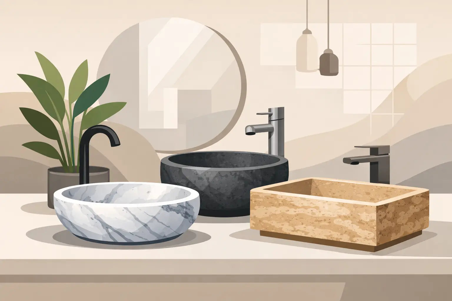 Bathroom Vessel Sinks in Natural Stone