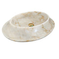 حوض بيضاوي بتصميم خاص من الرخام الأبيض الذهبي المصقول (العرض) 40 سم (الطول) 57 سم (الارتفاع) 14 سم