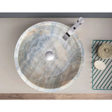 Lavabo sur pied en onyx gris translucide « Bubble » en pierre naturelle, poli (D) 41 cm (H) 6