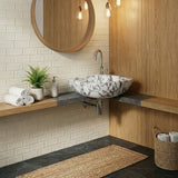 Meuble-lavabo d'angle pour salle de bains en marbre Calacatta Viola, à fixation murale (L) 31 cm (l) 31 cm (H) 16 cm