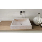 Lavabo rectangular de mármol beige Cappuccino  (Ancho) 46 cm (Largo) 55 cm (Alto) 13 cm