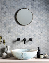 Lavabo de mármol natural blanco de Carrara, pulido  (Diámetro) 41 cm (Altura) 16 cm