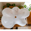Lavabo d'appui artistique en marbre blanc de Carrare, en pierre naturelle, poli (L) 63 cm (l) 46 cm (H) 16 cm