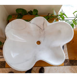 Lavabo d'appui artistique en marbre blanc de Carrare, en pierre naturelle, poli (L) 63 cm (l) 46 cm (H) 16 cm
