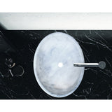 Lavabo ovalado de piedra natural de mármol blanco de Carrara (Ancho) 41 cm (Largo) 54 cm (Alto) 16 cm