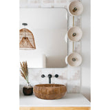 Noce Brown Travertin-Naturstein-Aufsatzwaschbecken, poliert (Durchmesser) 41 cm (Höhe) 16 cm