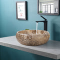 Lavabo de piedra natural de travertino Valencia Beige, relleno y pulido (D) 41 cm (H) 16 cm
