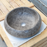 حوض مغسلة من الرخام الطبيعي "إمبيرادور براون" مصقول  (قطر) 41 سم (ارتفاع) 16 سم