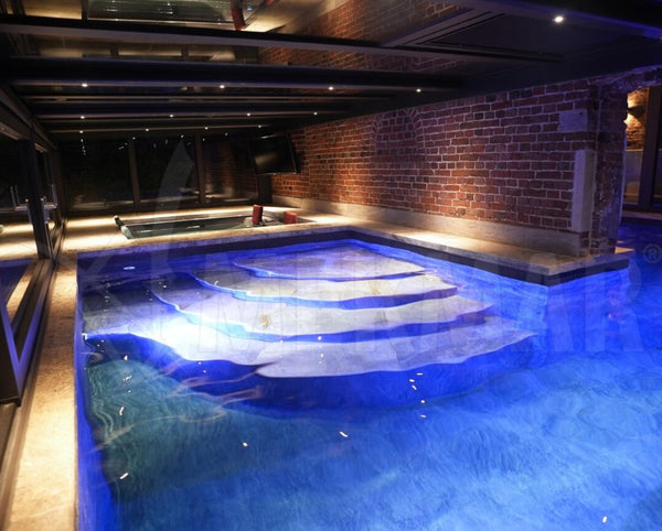 Adoquín de travertino gris plateado