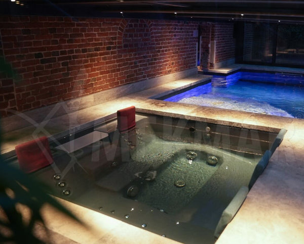 Adoquín de travertino gris plateado