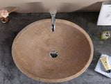 Lavabo de piedra natural de travertino Karina Walnut, pulido y rellenado  (An) 41 cm (L) 53 cm (Al) 16 cm