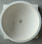 Rundes Waschbecken aus Naturstein, klassischer Kalkstein (Durchmesser) 44 cm (Höhe) 21 cm