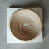 حوض مغسلة من الحجر الطبيعي من نوع الترافرتين (قطر) 41 سم (ارتفاع) 16 سم