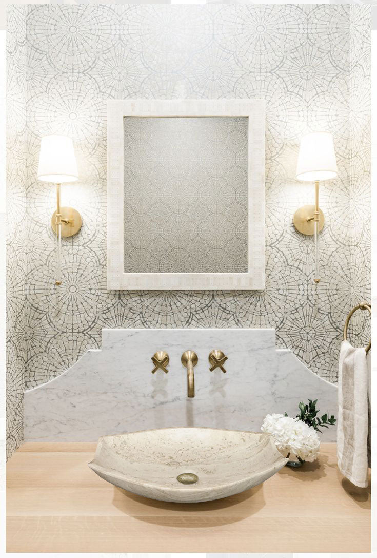 حوض من الحجر الطبيعي المصقول من نوع الترافرتين  (العرض) 51 سم (الطول) 32 سم (الارتفاع) 12 سم