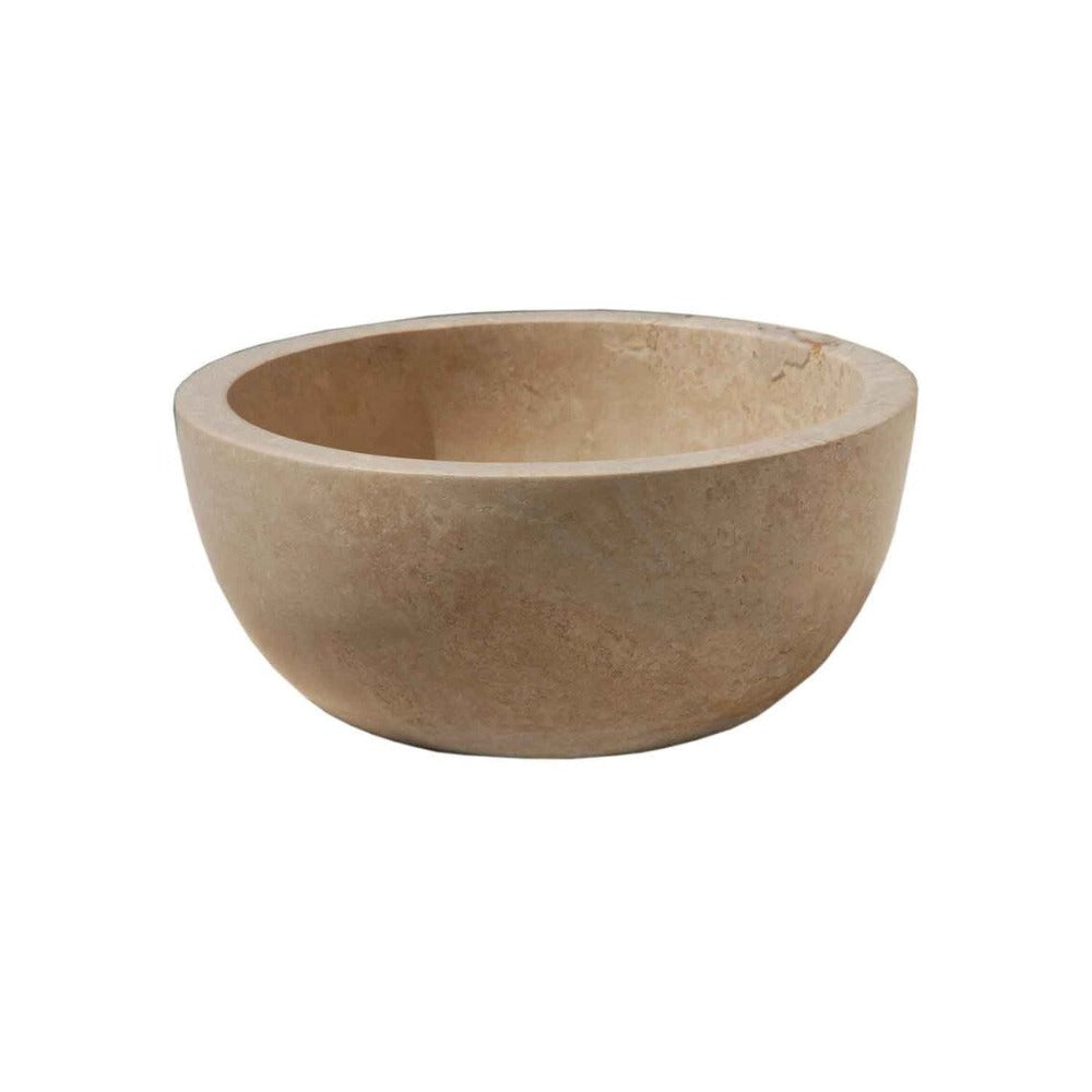 Lavabo de piedra natural de travertino clásico (diámetro) 36 cm (altura) 16 cm