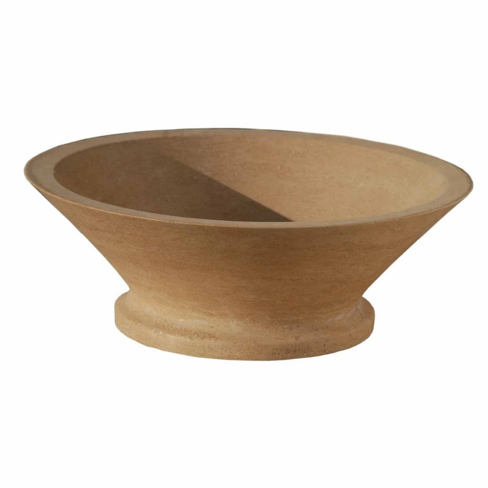 Lavabo de travertino de forma cónica clásica, de piedra natural (D) 41 cm (H) 16 cm