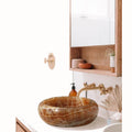 Lavabo redondo de ónix color miel de piedra natural (D) 41 cm (H) 16 cm