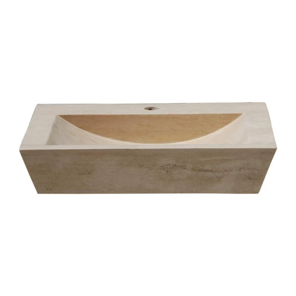 Fregadero rectangular de estilo rústico de piedra natural (travertino claro) (L) 51 cm (A) 41 cm (H) 11 cm