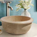 Lavabo de piedra natural de travertino claro (diámetro) 36 cm (altura) 16 cm