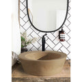 Lavabo de piedra natural de travertino claro (diámetro) 41 cm (altura) 16 cm