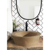 Lavabo de piedra natural de travertino claro (diámetro) 41 cm (altura) 16 cm