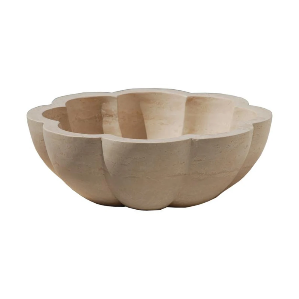Lavabo de travertino «Natural Stone Pumpkin Light» (diámetro) 41 cm (altura) 16 cm