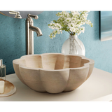 Lavabo de travertino «Natural Stone Pumpkin Light» (diámetro) 41 cm (altura) 16 cm