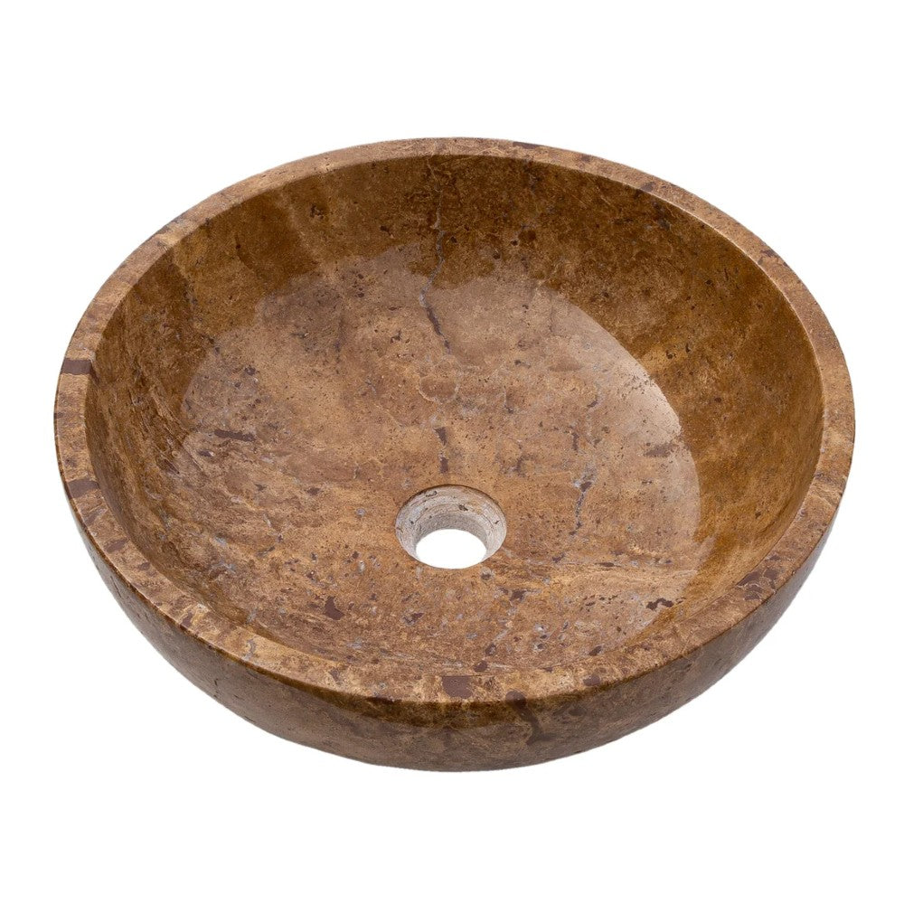 Lavabo de sobremesa empotrado de piedra natural de travertino marrón Noce, con acabado pulido y relleno (D) 41 cm (H) 16 cm