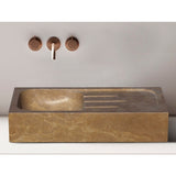 Évier de cuisine rectangulaire de style rustique en pierre naturelle de travertin brun Noce (L) 46 cm (l) 92 cm (H) 18 cm