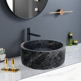 Lavabo sur plan en marbre noir Sirius, pierre naturelle, fini poli (D) 42 cm (H) 16 cm