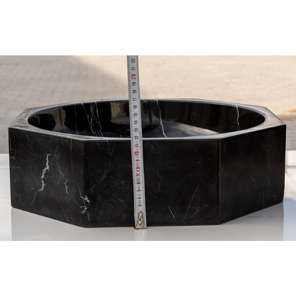 Toros Black Marble Octagon Vessel Sink Bowl Polished (D)41 cm (H)13 cm – Turkish Marble | Mekmar Natural Stone