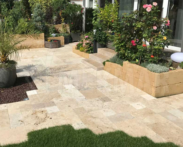 مجموعة سكوت ذات النقوش الريفية من حجر الترافرتين