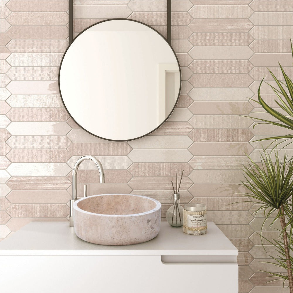 Lavabo sur pied en travertin beige naturel, fini adouci  (D) 41 cm (H) 16 cm