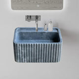 Lavabo de salle de bains rectangulaire en marbre Bluestone, à fixer au mur, cannelé (L) 41 cm (l) 61 cm (H) 31 cm