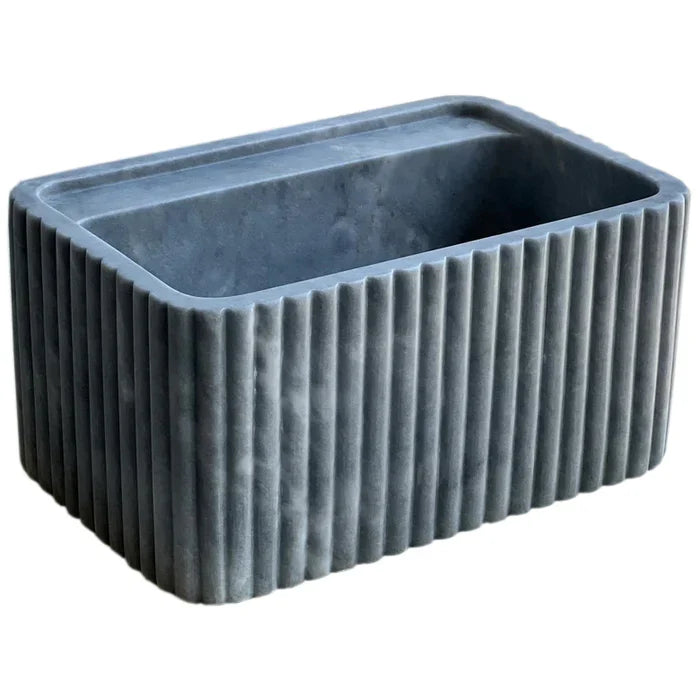 Lavabo de salle de bains rectangulaire en marbre Bluestone, à fixer au mur, cannelé (L) 41 cm (l) 61 cm (H) 31 cm