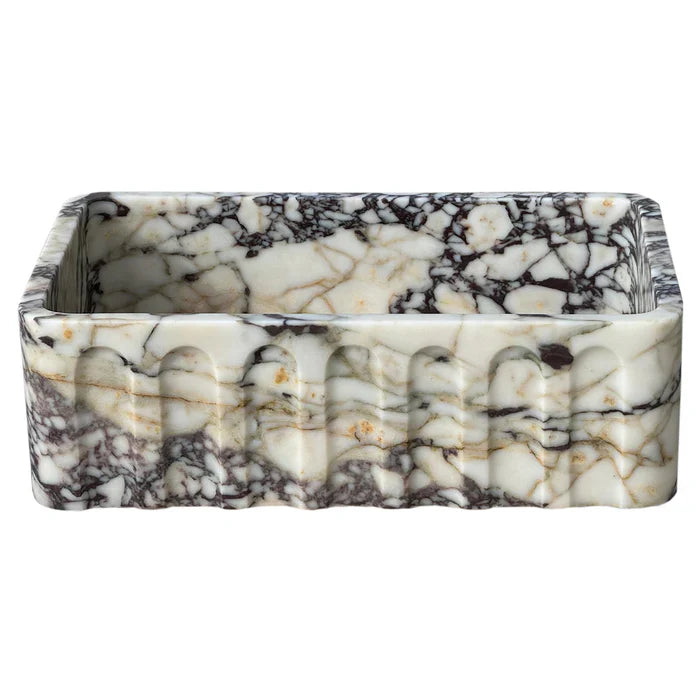 حوض حمام مثبت على الحائط من الرخام كالاكاتا فيولا بواجهة مخددة (العرض) 50 سم (الطول) 81 سم (الارتفاع) 26 سم