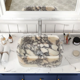 Évier rectangulaire en marbre Calacatta Viola (L) 31 cm (l) 46 cm (H) 16 cm