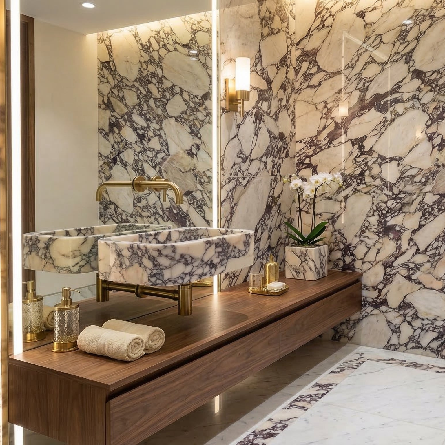 Évier rectangulaire en marbre Calacatta Viola, en pierre naturelle, à poser (L) 31 cm (l) 46 cm (H) 18 cm